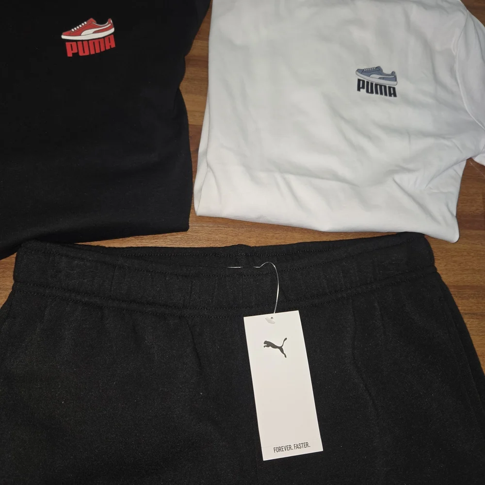 BUNDLE Puma Black Cargo Sweatpants & Tee Set - Black & White NWT LARGE KIDS - Picture 3 of 7